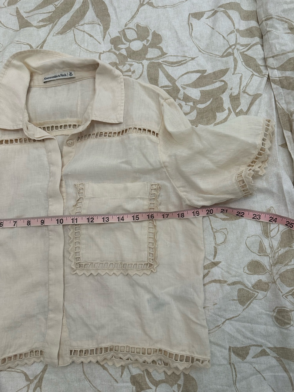 Abercrombie & Fitch Cream Lace-Trim Button Front Shirt & Shorts Set - Picture 6 of 10
